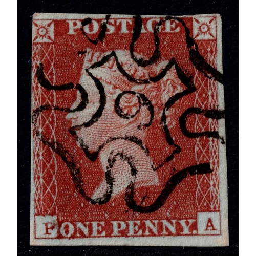 116 - GB 1841 1d red plate 38 PA fine crisp London number 9 in cross, tiny thin patch, sg8, Cat. £160