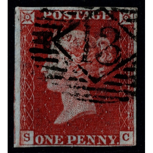 119 - GB 1841 1d red plate 42 SC vfu 4m with crisp upright inland office 13 sg8 Spec.BS31 Cat.£50