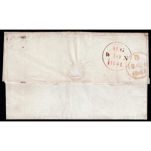 99 - GB 1841 1d red plate 12 BD STATE ONE superb used four good margins Leith to London Docks, with conte... 