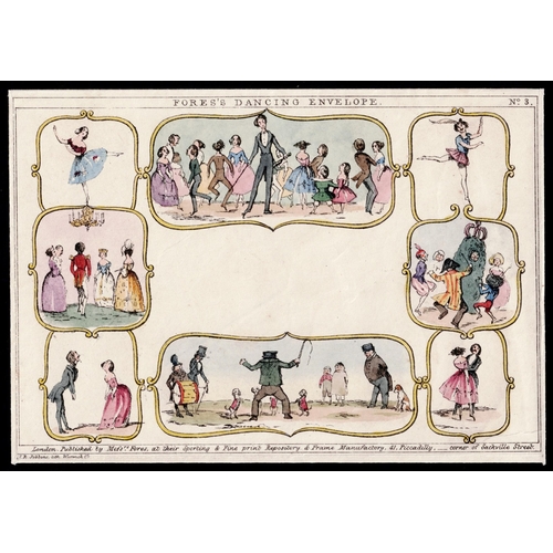 GB 1840 Mulready Caricature Fores No 3 "Dancing" a superb unused handcoloured original very fresh and rare so fine