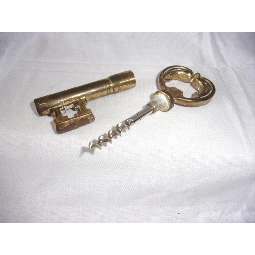 124 - Brass key cork screw