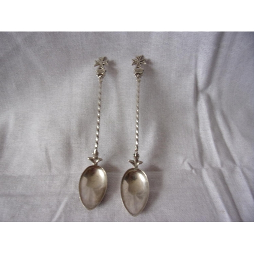 158 - x2 hallmarked Maltese silver spoons 18g