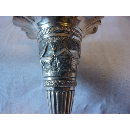 16 - Pair of white metal Burmese spill vases