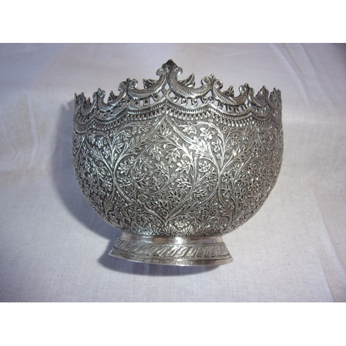 41 - Indian solid silver bowl 13cm by 11cm