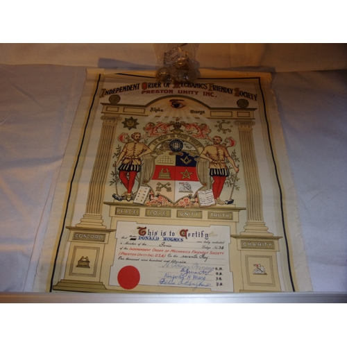 101 - Masonic items of Bro.D.G.Hughes. Including leather case, Royal Arch Chapter apron and sash. Forester... 