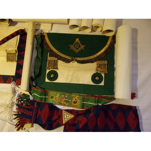 101 - Masonic items of Bro.D.G.Hughes. Including leather case, Royal Arch Chapter apron and sash. Forester... 