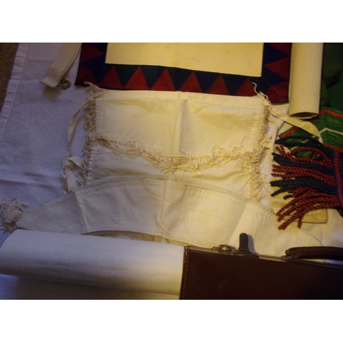 101 - Masonic items of Bro.D.G.Hughes. Including leather case, Royal Arch Chapter apron and sash. Forester... 