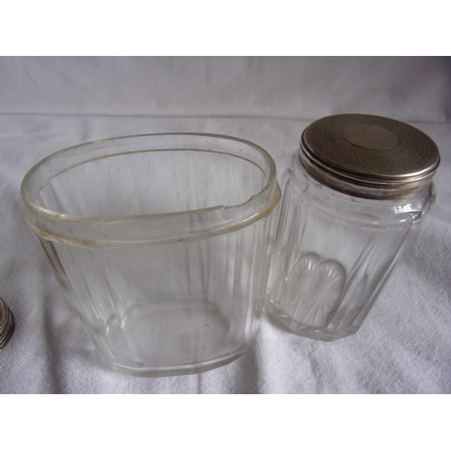 108 - 2 HM silver topped jars 1 has chip to rim c1854 & c1913