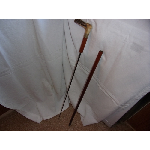 149 - Vintage sword stick with horn handle