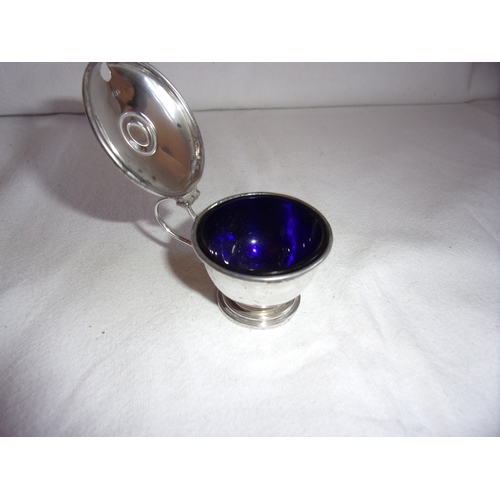 259 - HM silver salt with blue glass liner c1914