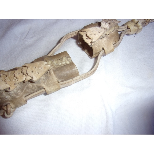 40 - Asian dried skin, bone & leather belt pouch