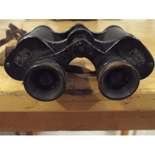 44 - Cased pair of old Carl Zeiss binoculars WW2