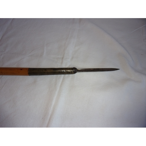 62 - Rare sword stick by Thomason & Dowler. Made of bamboo. Blade comes from bottom of cane