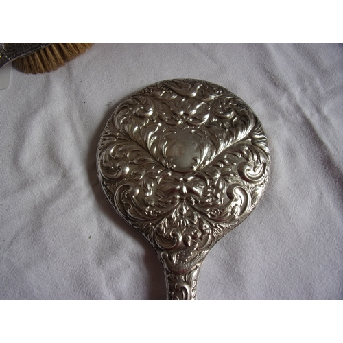 114 - HM silver brush & mirror pair - c1932