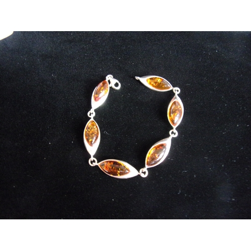 17 - Chapelle silver & tiger amber bracelet