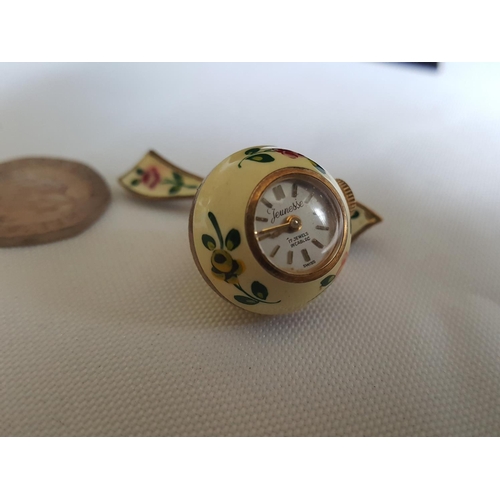 152 - Jeunesse 17 jewel enamel ball brooch watch