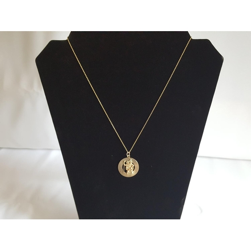 172 - 9ct gold large St Christopher & chain