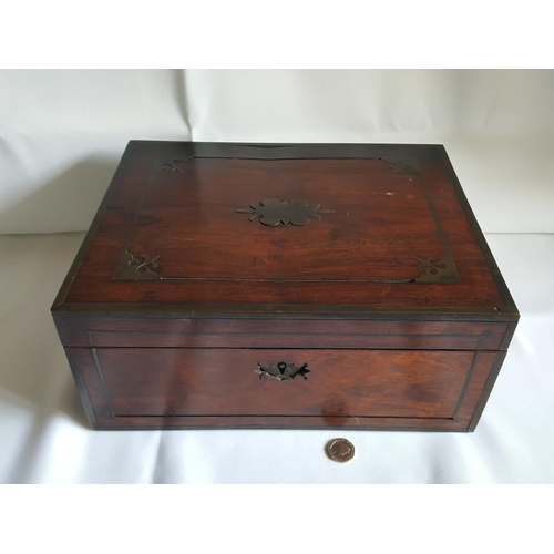 250 - a Regency rosewood & brass inlaid writing box lacks interior