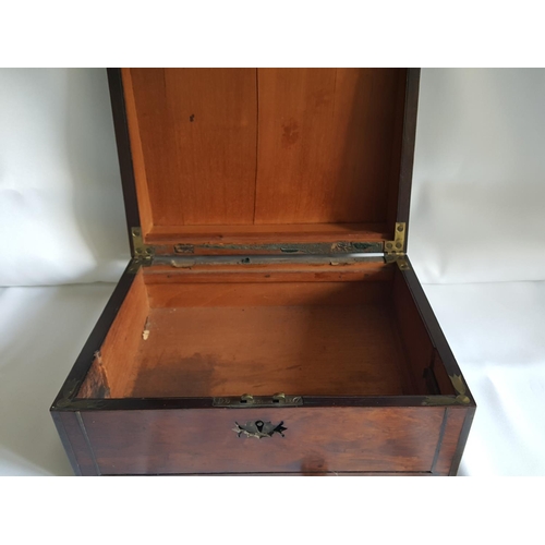 250 - a Regency rosewood & brass inlaid writing box lacks interior