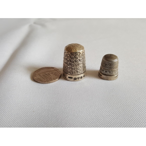 254 - 1 HM silver thimble Chester c1911 & 1 sterling thimble