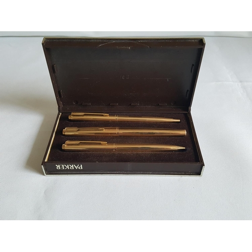 112 - set of 3 gold plated Parker pens