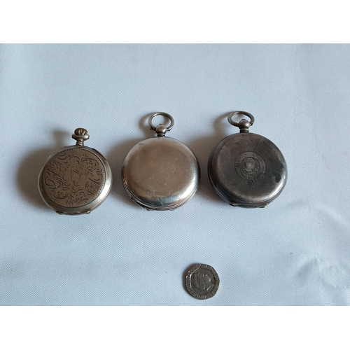 224 - 3 silver pocket watch for repair