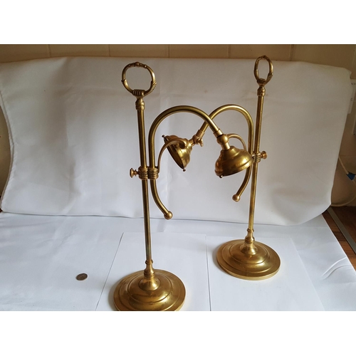 307 - pair of brass adjustable lamp