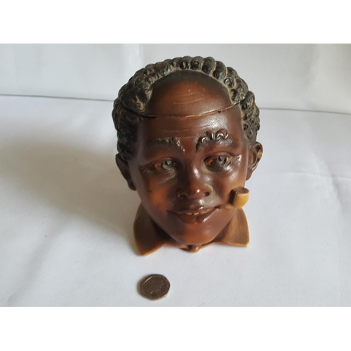 323 - ANTIQUE VICTORIAN  AFRO-CARIBBEAN HEAD TOBACCO JAR AMERICANA