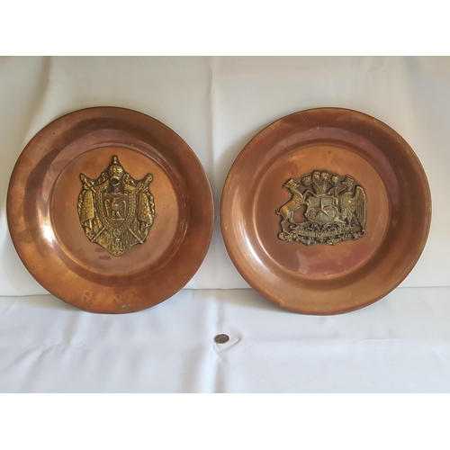 328 - pair of antique copper & brass wall hangers