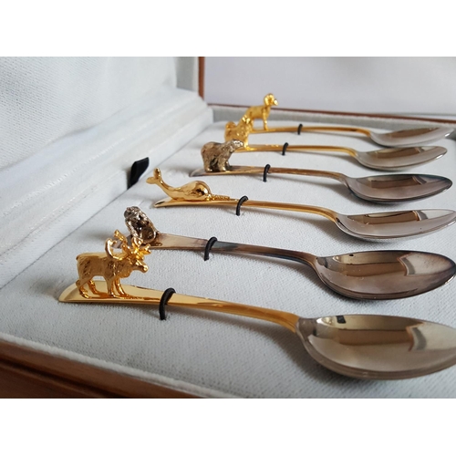 34 - cased set of silver plated & gilt animal spoons by Cooper Brothers