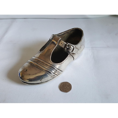 85 - rare unusual Clarks silver plated advertising shoe