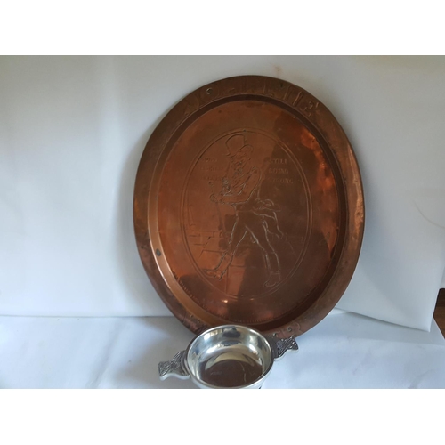 91 - vintage Johnnie Walker pub tray & a quaich