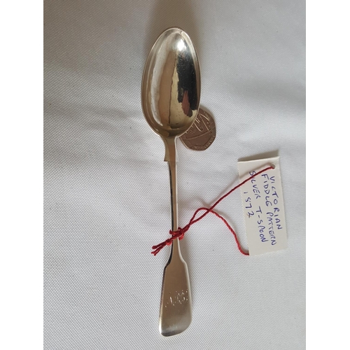 292 - HM silver tea spoon Exeter c1872