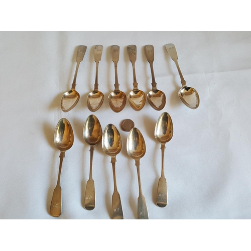 32 - 11 HM silver spoons Glasgow c1851 by George o'neill