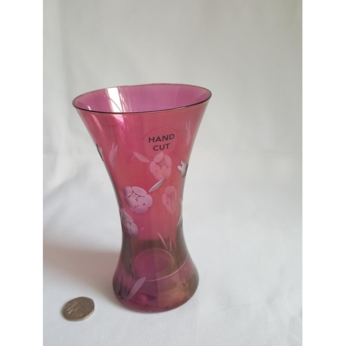 40 - hand cut glass vase 14cm