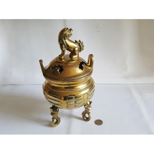 63 - large solid brass incense burner