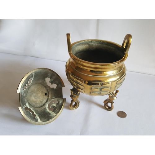 63 - large solid brass incense burner