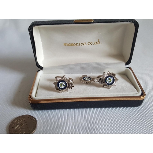 69 - masonic cufflinks & pin badge