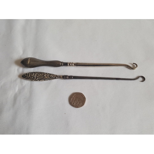 89 - 2 HM silver button hooks