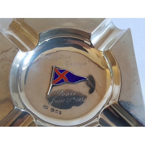 161 - HM silver ashtray with enamel flag c1932