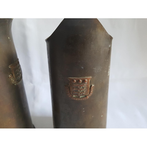 227 - pair WW1 trench art jugs