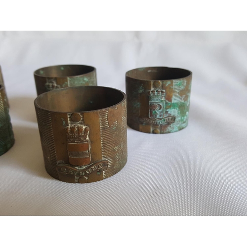 228 - 5 WW1 trench art napkin rings made from 1 shell