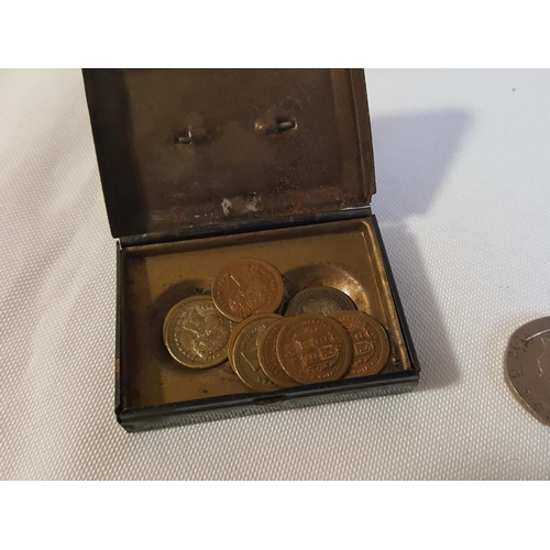 87 - Victorian toy money box with coins