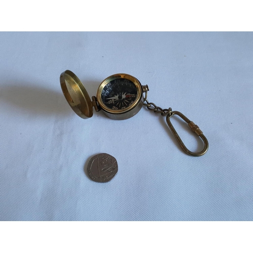 3 - brass compass keyring