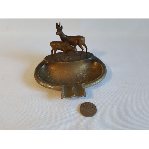 37 - cast metal ashtray with 2 deer