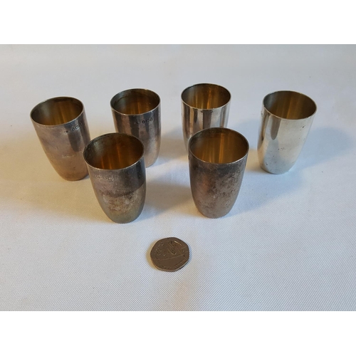 46 - HM silver set of 6 shot glasses c1949