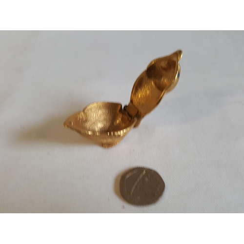 58 - miniature metal bird pill pot