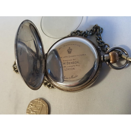 64 - HM silver Benson pocket watch c1904 good working order