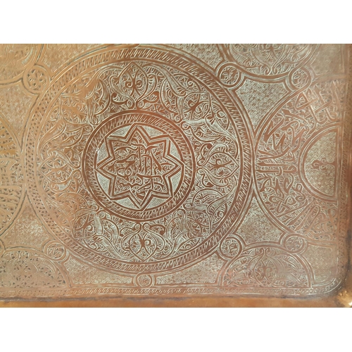 132 - antique Persian copper tray heavy