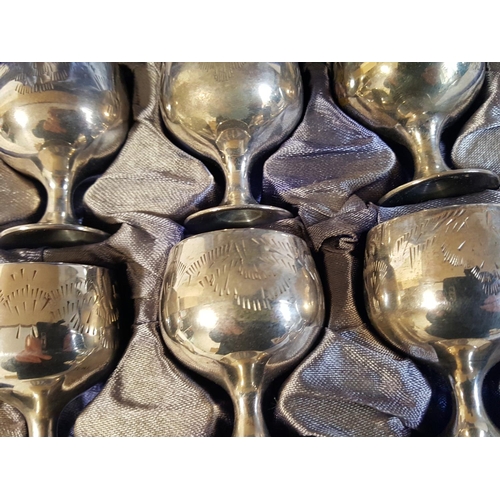 15 - set of 6 silver plated goblets boxed